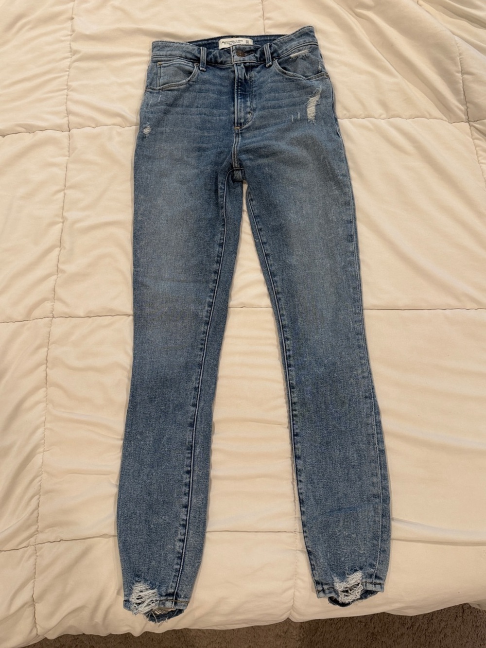 Abercrombie & Fitch Light Blue Distressed Skinny Jeans